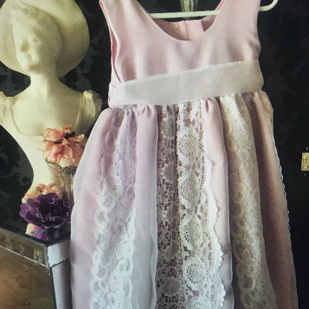 Toddler Lavender organza and vintage lace dress